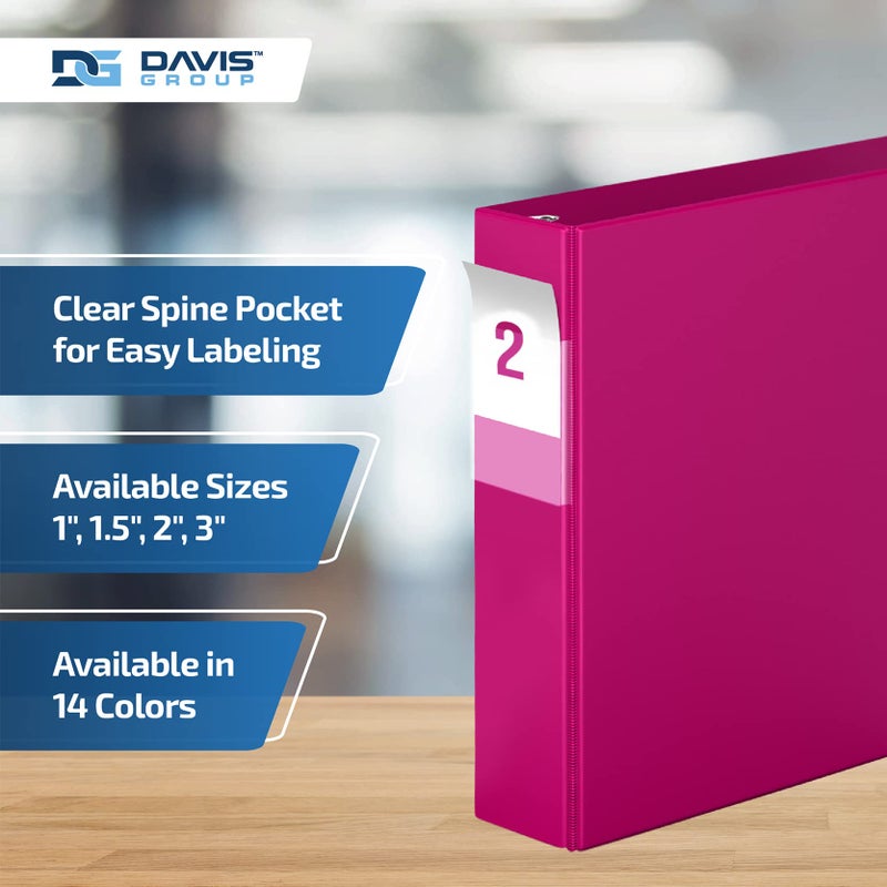 Davis Group Premium Economy 6-Pack 3-Ring Binders for School or Office, D-Ring Binders, 2 Inch, Pink - Image 4